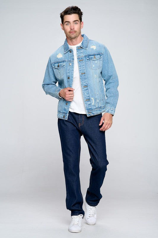 Men's Boujee Denim Jacket with Distressed