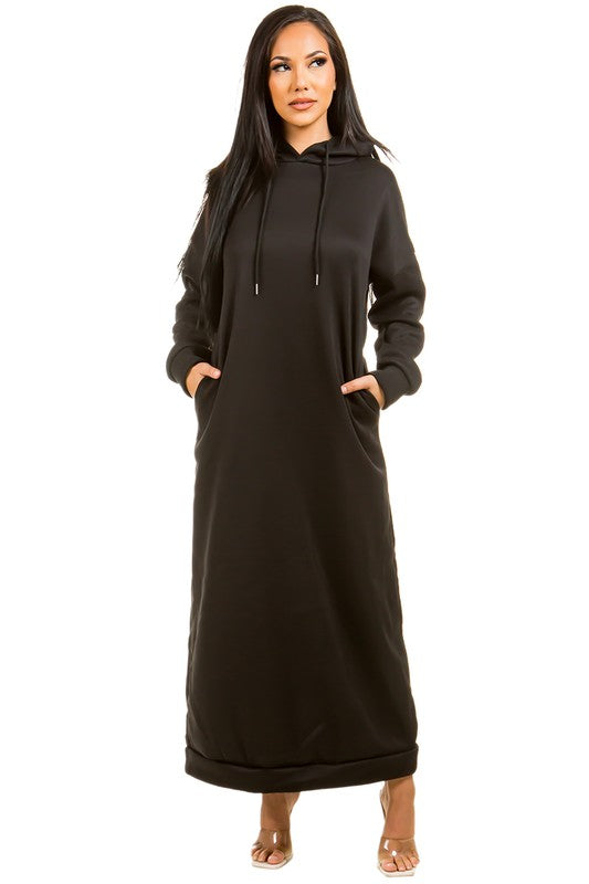 Sleek long hood dress