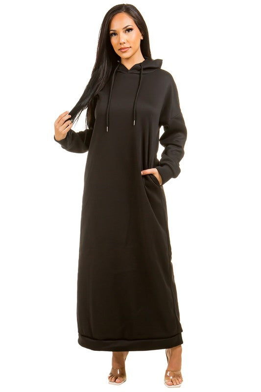 Sleek long hood dress