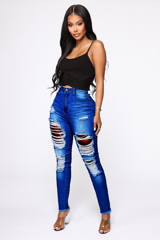 Sexy denim ripped jeans