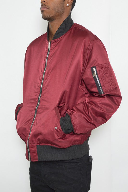 Boujee Mens Solid Padded Bomber Jacket