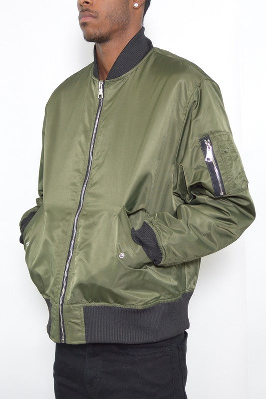 Boujee Mens Solid Padded Bomber Jacket