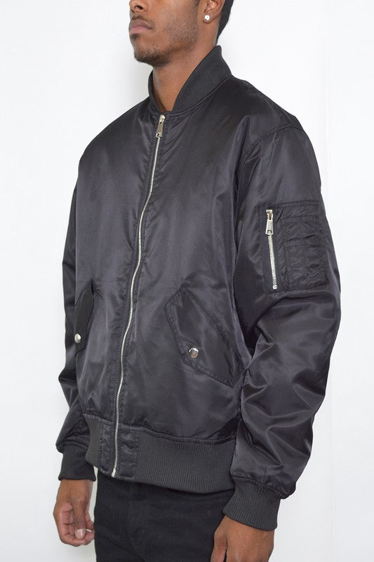 Boujee Mens Solid Padded Bomber Jacket