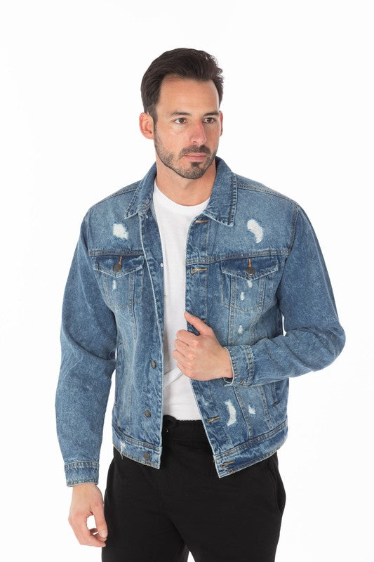 Men's Boujee Denim Jacket with Distressed