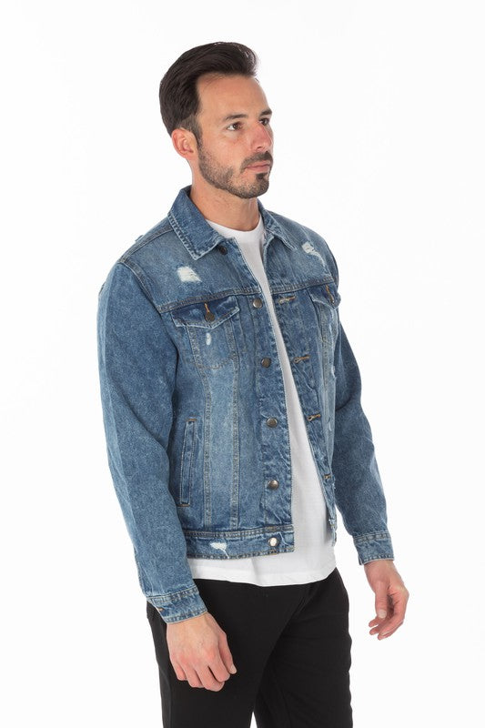 Men's Boujee Denim Jacket with Distressed