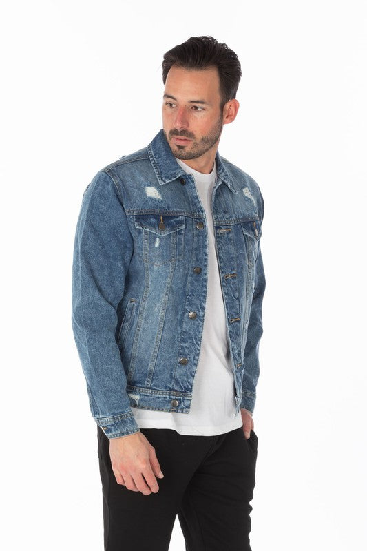 Men's Boujee Denim Jacket with Distressed