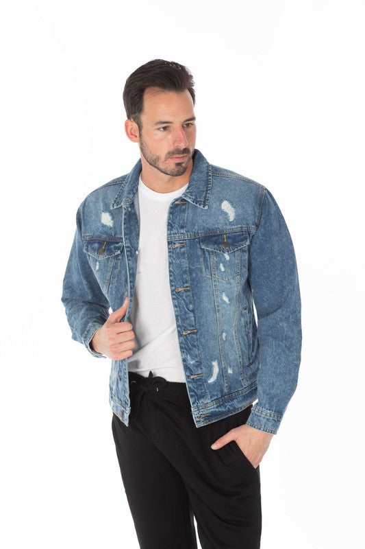 Men's Boujee Denim Jacket with Distressed