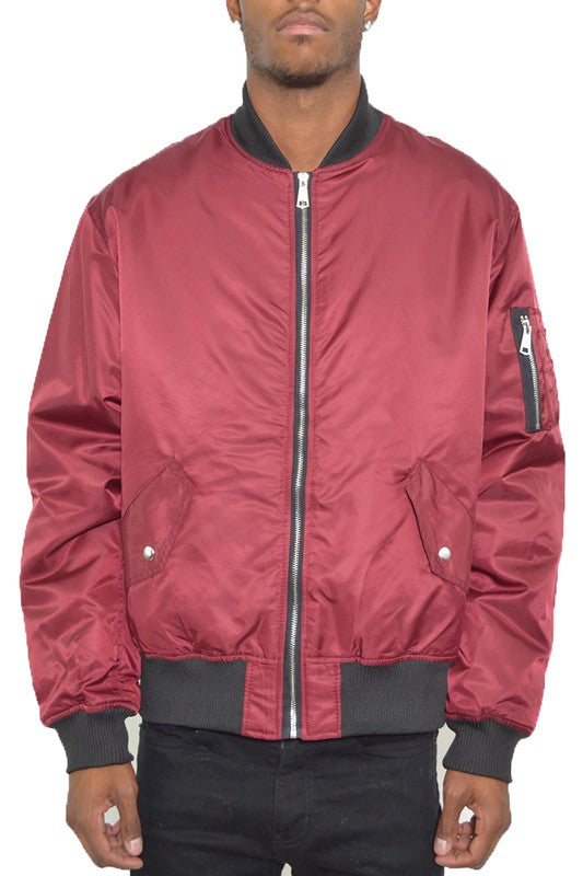 Boujee Mens Solid Padded Bomber Jacket