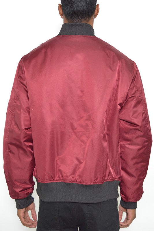 Boujee Mens Solid Padded Bomber Jacket