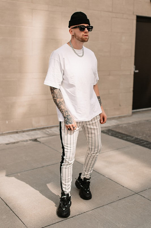 Pin stripe track pants