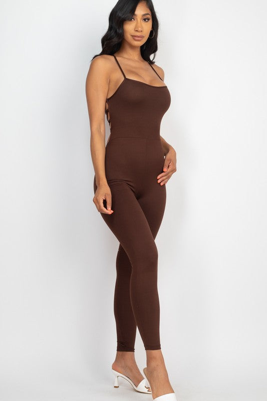 Criss-Cross Open Back Boujee Bodycon Jumpsuit