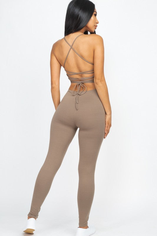 Criss-Cross Open Back Boujee Bodycon Jumpsuit