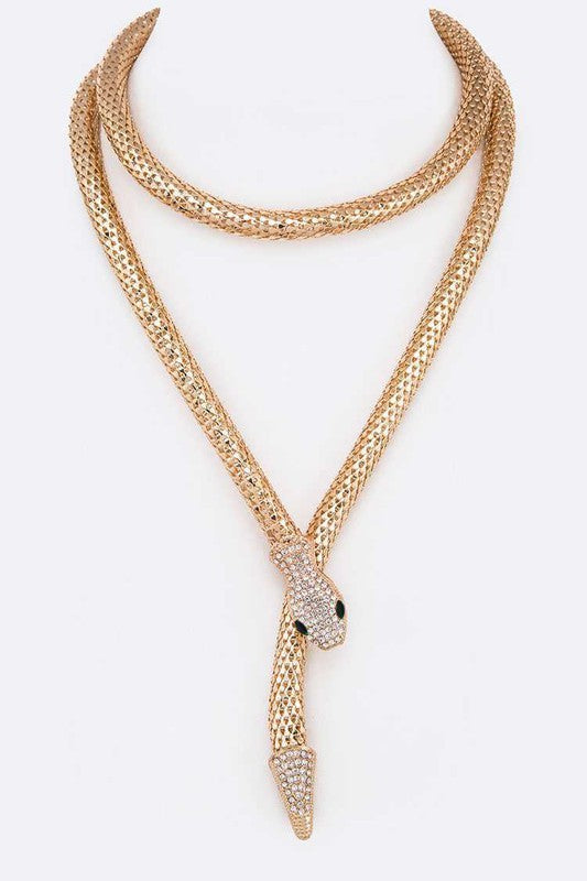 Crystal Snake Coil Chain Necklace