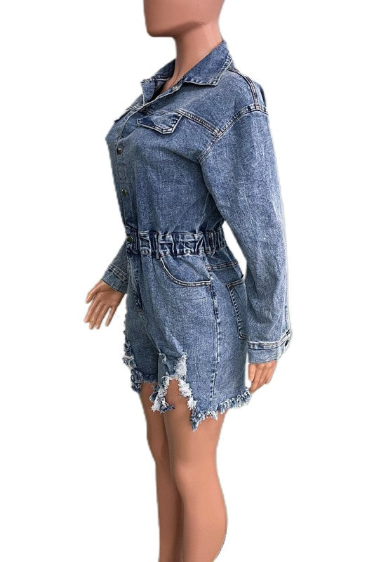 Boujee denim romper