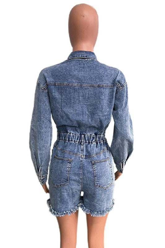 Boujee denim romper