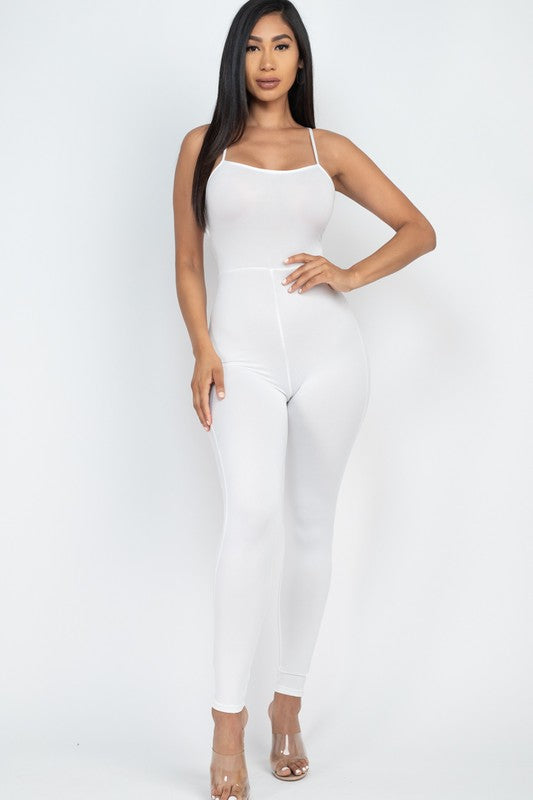 Criss-Cross Open Back Boujee Bodycon Jumpsuit