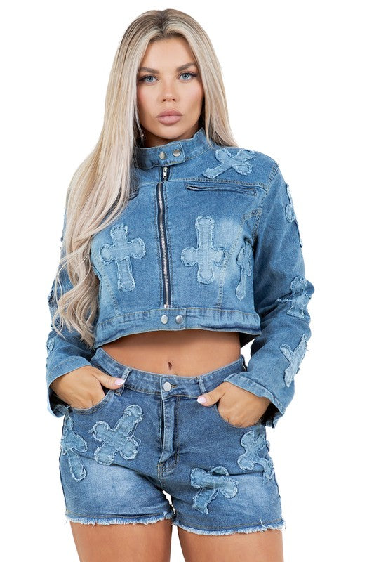 Boujee denim 2-piece short set