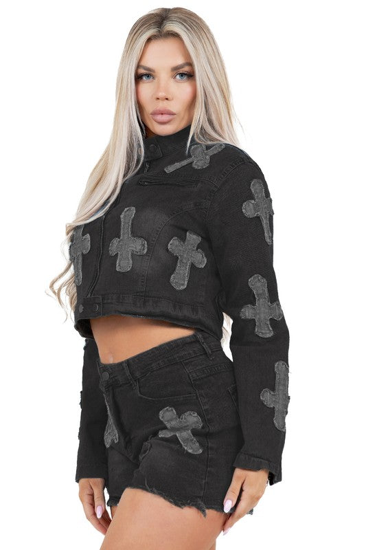 Boujee denim 2-piece short set