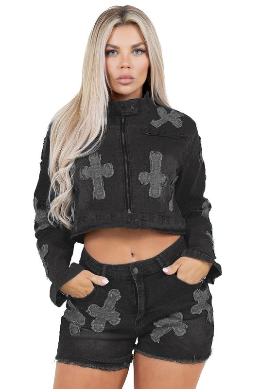 Boujee denim 2-piece short set