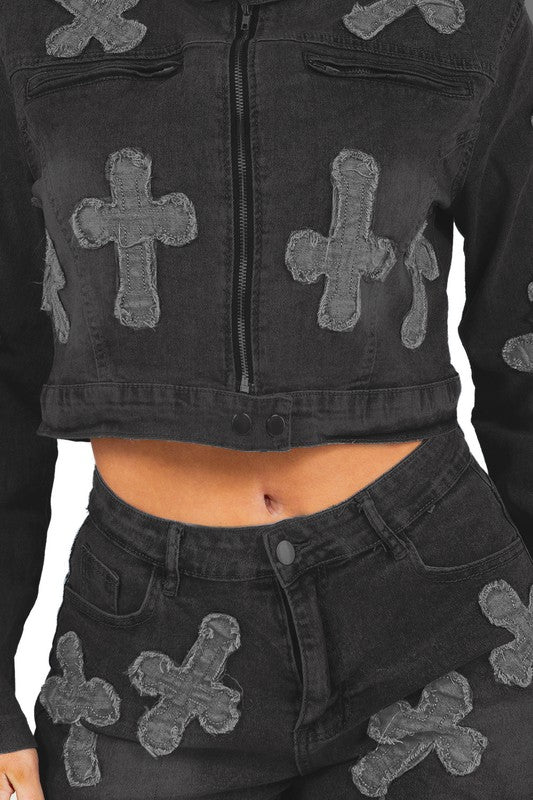 Boujee denim 2-piece short set