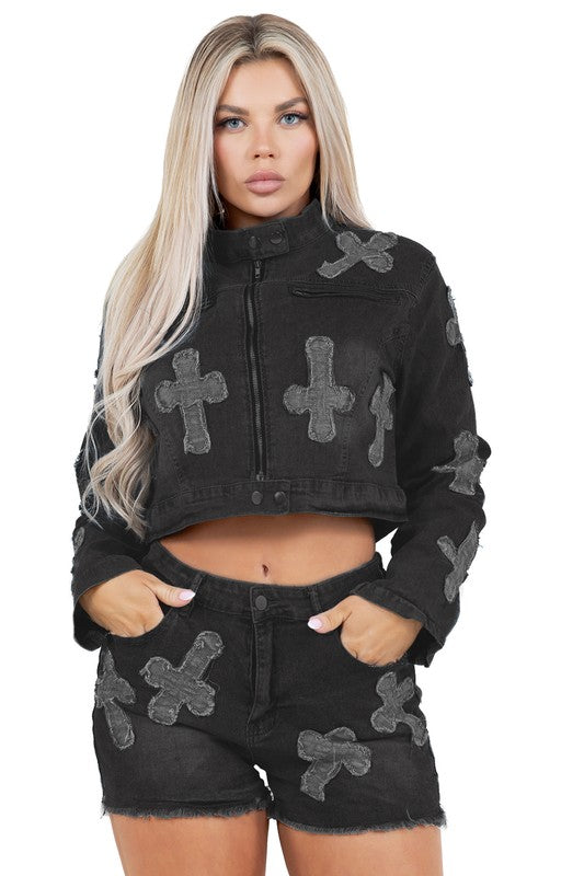 Boujee denim 2-piece short set
