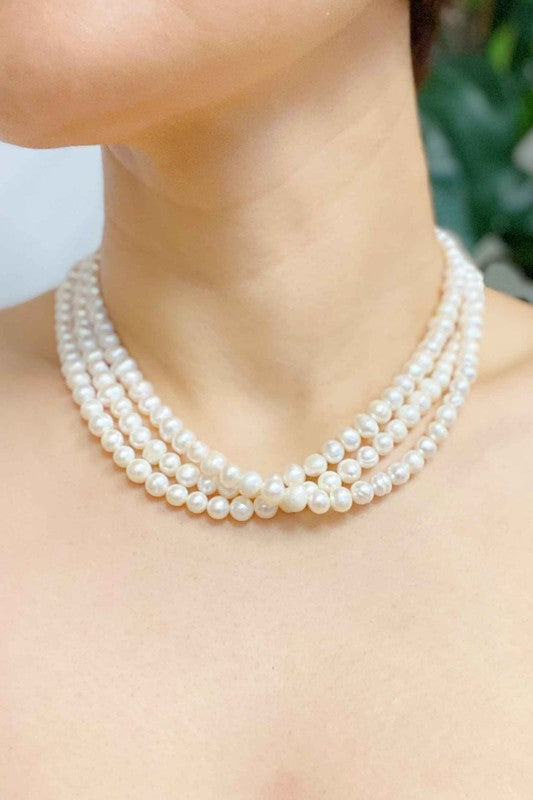 Three Strands Freshwater Pearl Necklace