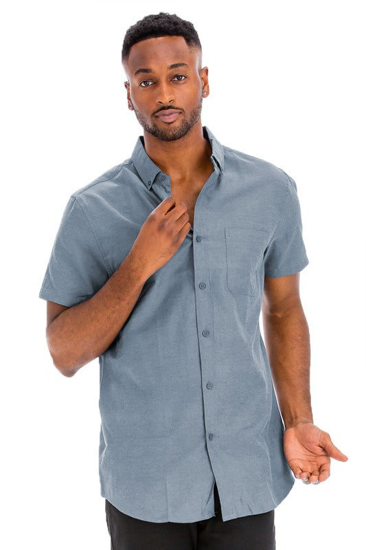 Men's Casual Short Sleeve Solid Shirts