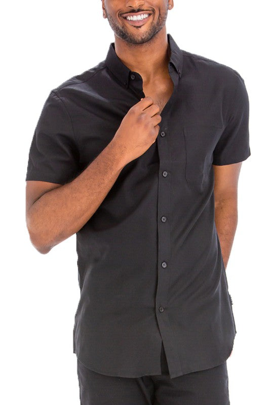 Men's Casual Short Sleeve Solid Shirts