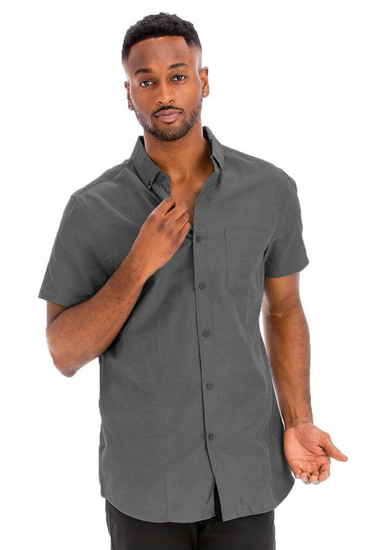 Men's Casual Short Sleeve Solid Shirts