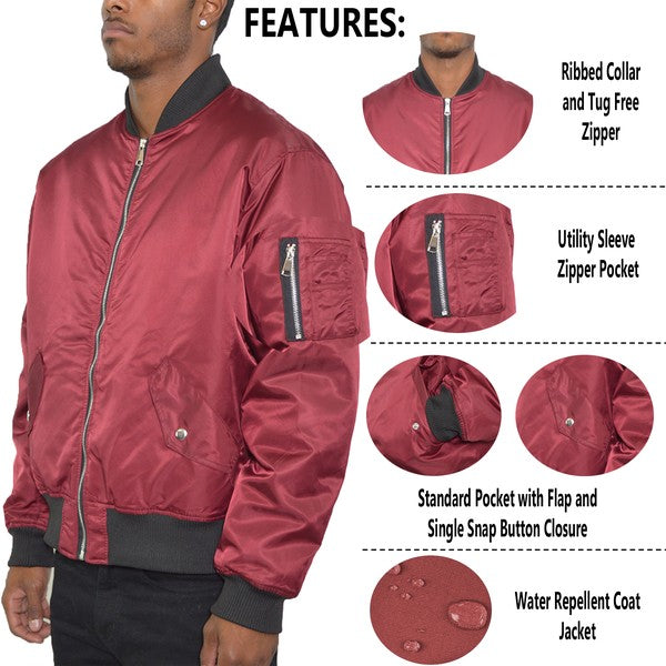 Boujee Mens Solid Padded Bomber Jacket